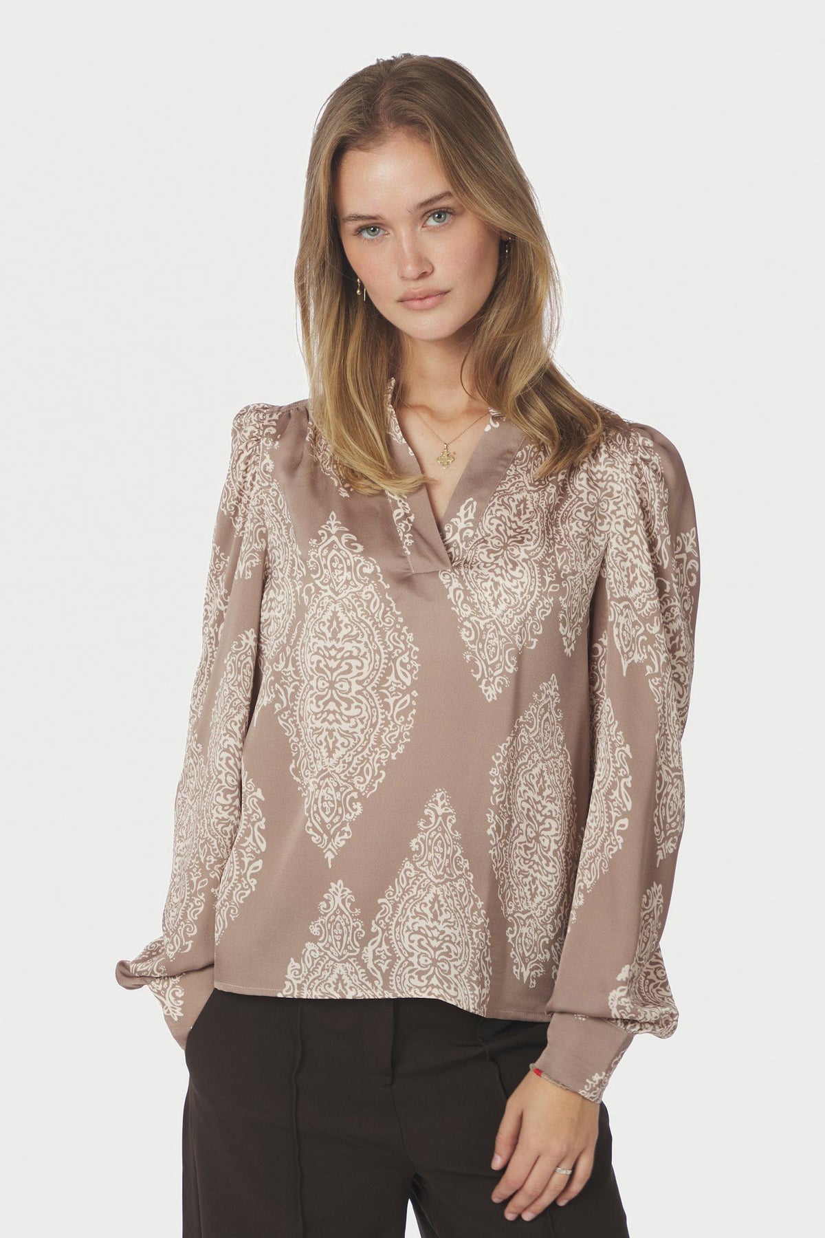 Rosslyn Paisley Drop Blouse DARK TAUPE - 163976