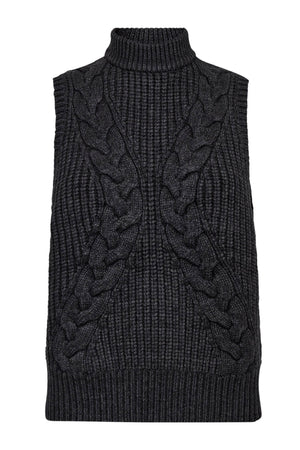 RowCC Cable Knit Top 140-Dark Grey - 32242