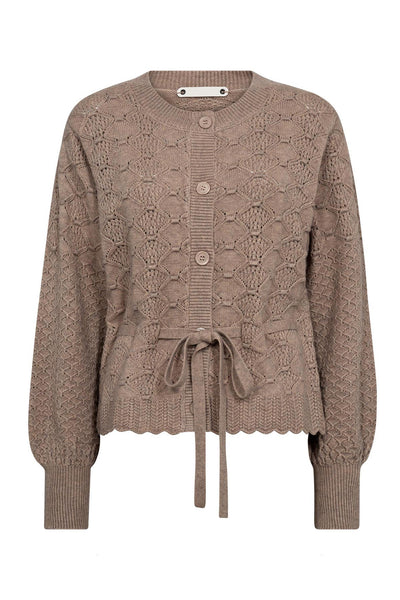 RowCC Pointelle Tie Cardigan 127-Champagne - 32241 Thumbnail