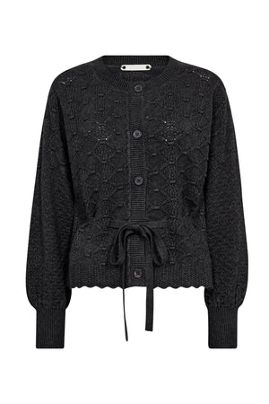 RowCC Pointelle Tie Cardigan 140-Dark Grey - 32241