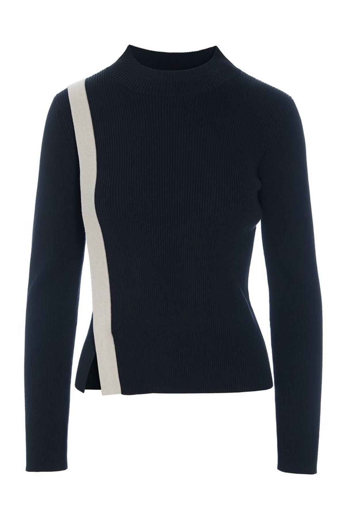 Saku bluse med slids BLACK/IVORY TWIST - 259-1073-5521