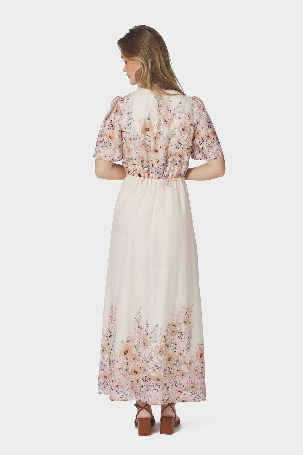 Serna Flower Print Dress Burned Powder - 166177