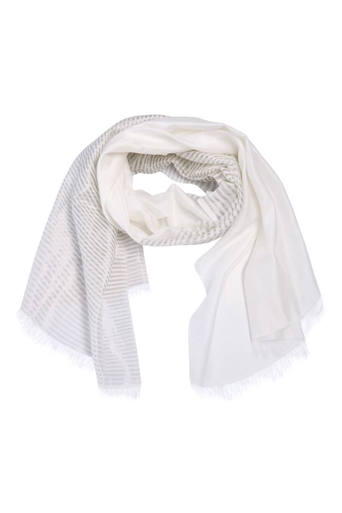 Silver stripe tørklæde LILY WHITE/SILVER STRIPE - 261-5124-5752