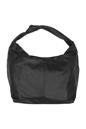 Soft Bucket Bag with Zipper Black w. Gold acc. - 100109