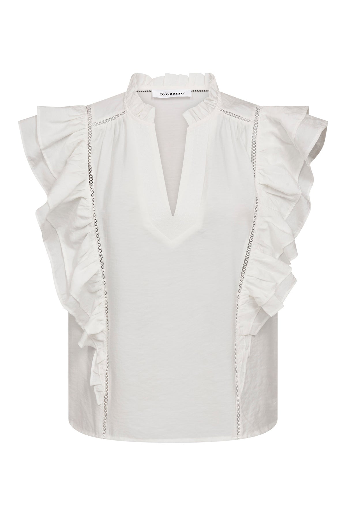 CallumCC Lace Frill V-Top 4000-White - 45172