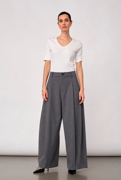 Priscillacc Pleat Barrel Pant Mid Grey - 500824 Thumbnail