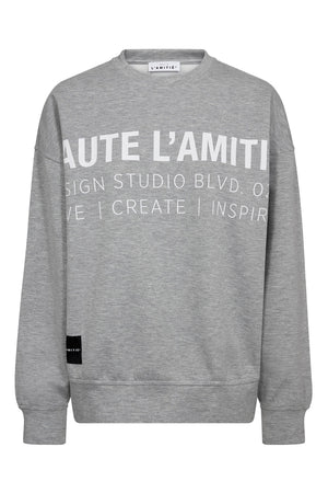 Studio Logo Sweat Grey Melange/ White - HL10446