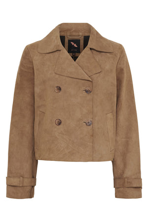 Suede Short Trenchcoat Nude Brown - 100298