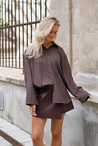 Anella Check Shirt Chocolate Plum - 170207 Thumbnail