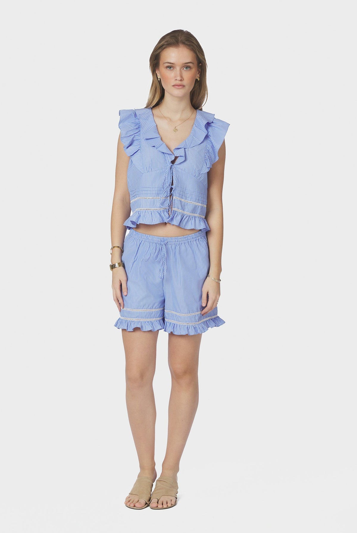Amansa Stripe Shorts Light Blue - 169347