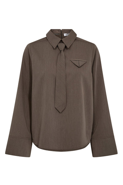 TengaCC Tie Blouse 154-Walnut - 45044 Thumbnail
