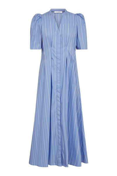 TeranCC Stripe Pleat Dress 23-Pale Blue - 46033 Thumbnail