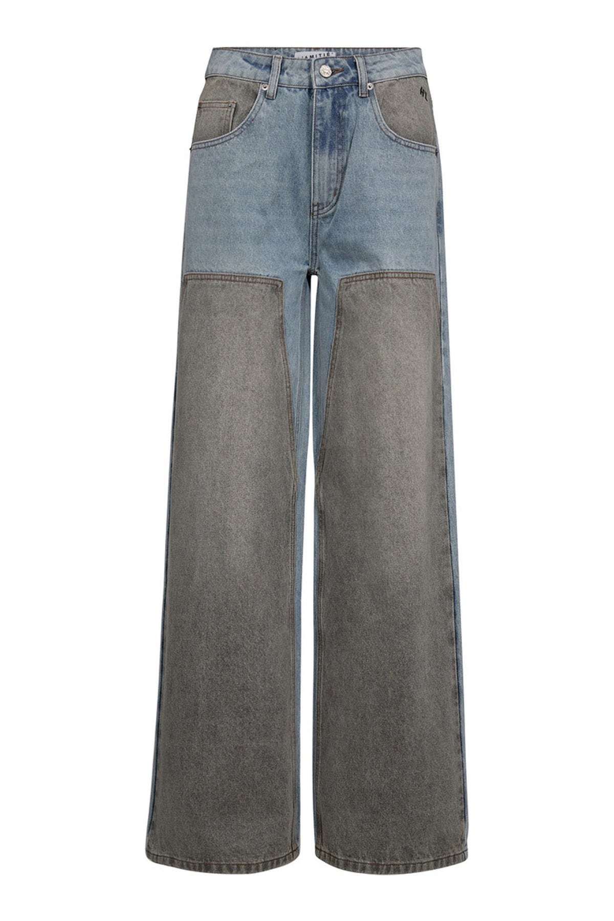 Two-Tone Patch Jeans Blue/Grey Mix - HL10377