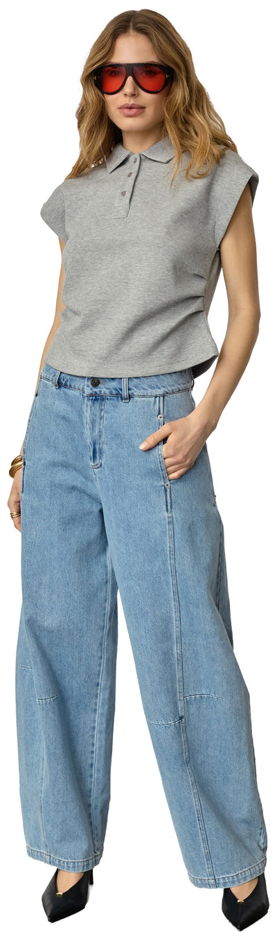 SidaCC Polo Top 57-Grey Melan - 43027 Thumbnail