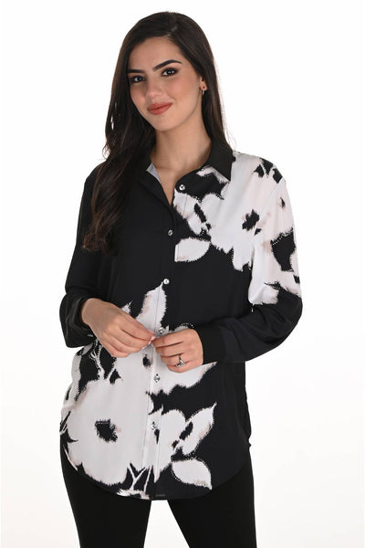 WOVEN BLOUSE Black/Off White Print - 253814 Thumbnail