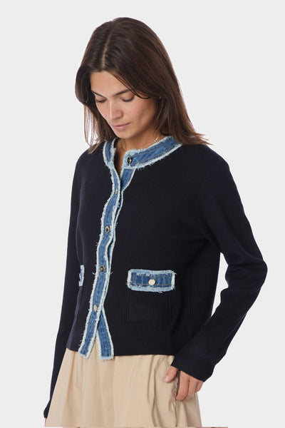 Zelma Knit Denim Cardigan Navy - 167245 Thumbnail
