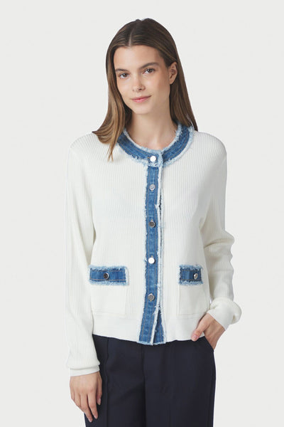 Zelma Knit Denim Cardigan OFF WHITE - 167245 Thumbnail